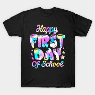 Back to School tie dye Happy First Day of School Teacher T-Shirt